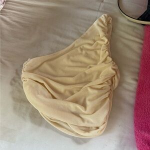 Amazon Cream One-Shoulder Crop Top